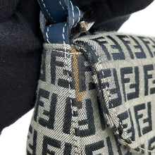 Load image into Gallery viewer, FENDI Zucchino Mamma Bucket Handbag Gray/Navy Canvas Leather