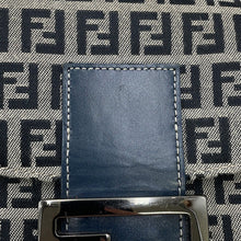 Load image into Gallery viewer, FENDI Zucchino Mamma Bucket Handbag Gray/Navy Canvas Leather