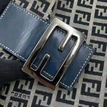 Load image into Gallery viewer, FENDI Zucchino Mamma Bucket Handbag Gray/Navy Canvas Leather