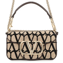 Load image into Gallery viewer, Valentino Garavani V-Sling Logo Chain Shoulder Bag Beige/Brown/Black2W0B0L97JSQ Canvas Leather