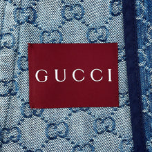将图像加载到图库查看器中,GUCCI GG Jacquard Denim Shirt Size 38 Blue788680 Cotton100%