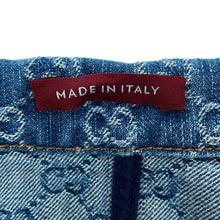 将图像加载到图库查看器中,GUCCI GG Jacquard Denim Shirt Size 38 Blue788680 Cotton100%