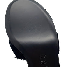 Load image into Gallery viewer, CHANEL Camellia Pointed Toe Sandals BlackG45928 Velvet Size 39C