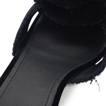 Load image into Gallery viewer, CHANEL Camellia Pointed Toe Sandals BlackG45928 Velvet Size 39C