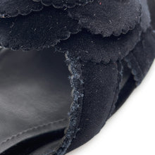 Load image into Gallery viewer, CHANEL Camellia Pointed Toe Sandals BlackG45928 Velvet Size 39C
