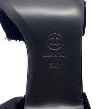 Load image into Gallery viewer, CHANEL Camellia Pointed Toe Sandals BlackG45928 Velvet Size 39C