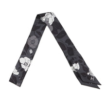 Load image into Gallery viewer, CHANEL Scarf Camellia CC Logo Gray/BlackAAB779-B23588-U8080 Silk100%