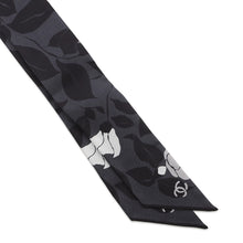 Load image into Gallery viewer, CHANEL Scarf Camellia CC Logo Gray/BlackAAB779-B23588-U8080 Silk100%