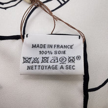 Load image into Gallery viewer, HERMES Carre Le Pommier Sellier Size 90 White/Black Silk100%