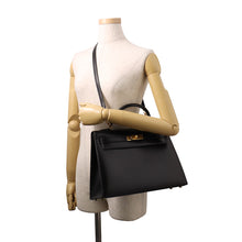 Load image into Gallery viewer, HERMES Kelly Sellier Black Box Calf Leather Size 32