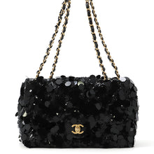 将图像加载到图库查看器中,CHANEL Matelasse Sequins Shoulder Bag BlackA01112 Lambskin Satin Sequins Size 25