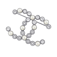 将图像加载到图库查看器中,CHANEL CC Logo Brooch Faux Pearl Light Stone Metal