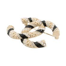 Load image into Gallery viewer, CHANEL CC Logo BroochAB5776 Gold Plated Rhinestone Faux Pearl