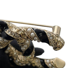 Load image into Gallery viewer, CHANEL CC Logo BroochAB5776 Gold Plated Rhinestone Faux Pearl