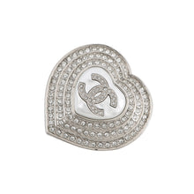 将图像加载到图库查看器中,CHANEL CC Logo Heart Brooch Metal Rhinestone