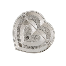 将图像加载到图库查看器中,CHANEL CC Logo Heart Brooch Metal Rhinestone