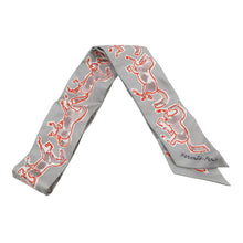 将图像加载到图库查看器中,HERMES Twilly, the Free Horse, Chevaux en Liberte Grispearl/Rouge/White Silk100%