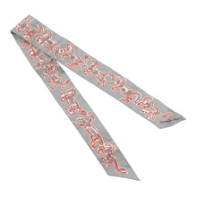 将图像加载到图库查看器中,HERMES Twilly, the Free Horse, Chevaux en Liberte Grispearl/Rouge/White Silk100%
