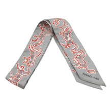 将图像加载到图库查看器中,HERMES Twilly, the Free Horse, Chevaux en Liberte Gris/Rouge/Blanc Silk100%