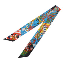 将图像加载到图库查看器中,HERMES Twilly Cane Umbrella and Duel De l'Ombrelle aux Duels Vieux Black / Blue / Jaune Viff Silk100%