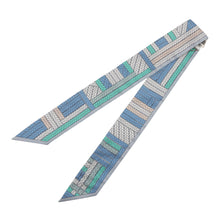 Load image into Gallery viewer, HERMES Twilly TRESSES H Blue Jean / Grispearl Silk100%