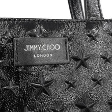 Load image into Gallery viewer, JIMMY CHOO Pegasus Star Embossed 2-Way Bag Black Patent Leather Size Mini