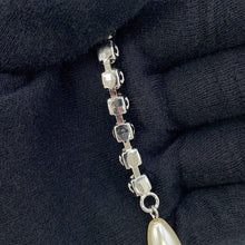 将图像加载到图库查看器中,MIUMIU Crystal Faux Pearl Earring Silver Metal Rhinestone Faux Pearl
