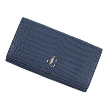 Load image into Gallery viewer, JIMMY CHOO Martina Long Wallet Blue Croco embossed leather