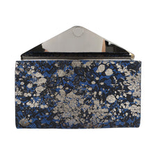 Load image into Gallery viewer, JIMMY CHOO Floral Embroidery Clutch Bag Blue/Silver Canvas