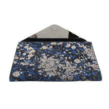 Load image into Gallery viewer, JIMMY CHOO Floral Embroidery Clutch Bag Blue/Silver Canvas