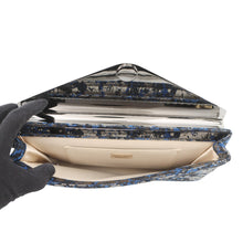 Load image into Gallery viewer, JIMMY CHOO Floral Embroidery Clutch Bag Blue/Silver Canvas