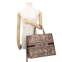 Load image into Gallery viewer, Dior Toile de Jouy Embroidery Book Tote Beige/BurgundyM1286ZTDT_M974 Canvas Size Large