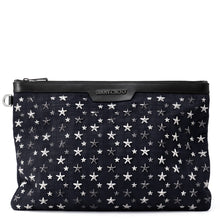 Load image into Gallery viewer, JIMMY CHOO Derek Starr Studded business bag Navy/Black Denim suede leather