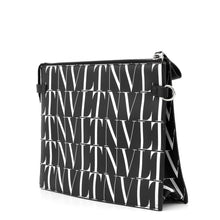 将图像加载到图库查看器中,Valentino Garavani VLTN Logo Times Clutch Bag Black/WhiteWY2P0P09GTC_0NI Leather