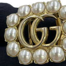 Load image into Gallery viewer, GUCCI Double G Logo Ring Size XS Gold Plated Faux Pearl