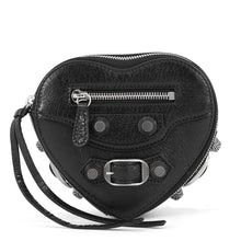 将图像加载到图库查看器中,BALENCIAGA Lucagol Heart Pouch Black7716741VG9Y1000 Leather