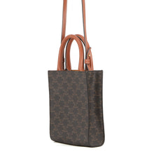 将图像加载到图库查看器中,CELINE Triomphe Mini Vertical Cabas 2WAY Bag Tan194372 PVC Leather