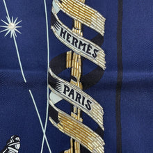 Load image into Gallery viewer, HERMES Carre Chorus Stellarum - Metallic Chorus Stellarum Size 70 Navy/White 100% silk beads