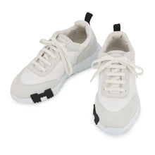 将图像加载到图库查看器中,HERMES Bounce Sneakers White Suede Nylon Size 40.5