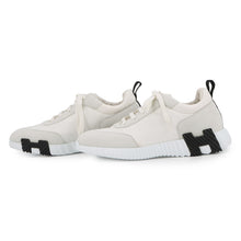 将图像加载到图库查看器中,HERMES Bounce Sneakers White Suede Nylon Size 40.5