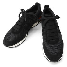 Load image into Gallery viewer, HERMES Starter Sneakers Black Leather Fabric Size 37.5