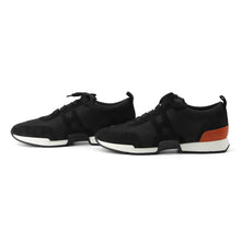 Load image into Gallery viewer, HERMES Starter Sneakers Black Leather Fabric Size 37.5