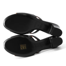 Load image into Gallery viewer, HERMES Candy Sandals Black/Orange Leather Size 38