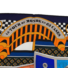 将图像加载到图库查看器中,HERMES Carre Le Tour Du Monde En 63 Cases (63-square world tour) Size 90 Marine/Orange/Multicolor Silk100%