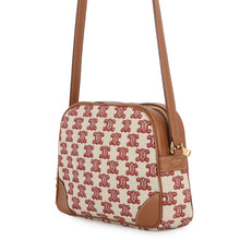 Load image into Gallery viewer, CELINE Shoulder Bag White/Brown/Red194332CS8 Canvas Leather