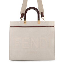 Load image into Gallery viewer, FENDI Sunshine Tote Bag Ivory/Brown8BH386 Canvas Leather Size Medium