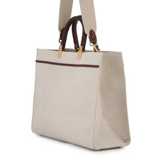 Load image into Gallery viewer, FENDI Sunshine Tote Bag Ivory/Brown8BH386 Canvas Leather Size Medium