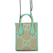 将图像加载到图库查看器中,GUCCI Jumbo GG Canvas Mini Tote Beige/Light Green671623 Jumbo GG Canvas Leather
