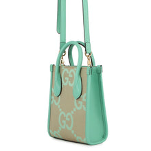 将图像加载到图库查看器中,GUCCI Jumbo GG Canvas Mini Tote Beige/Light Green671623 Jumbo GG Canvas Leather