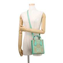 将图像加载到图库查看器中,GUCCI Jumbo GG Canvas Mini Tote Beige/Light Green671623 Jumbo GG Canvas Leather